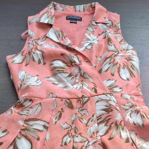 Jessica Howard Coral Floral Fit And Flare Midi Pleated  Dress M Us 8 - Picture 4 of 16